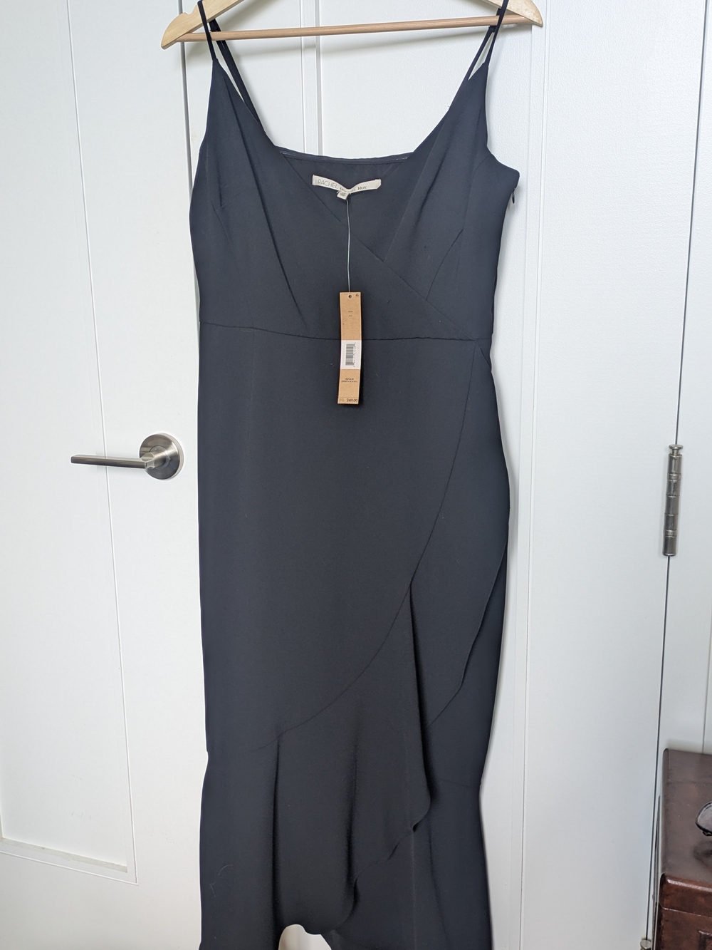 NWT Black Midi Slip Dress with Wrap Detail